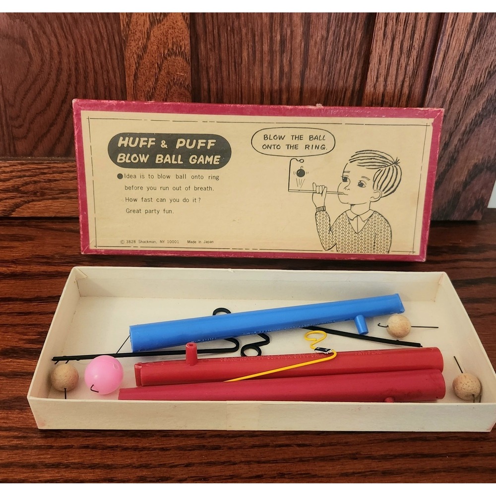 Vintage Huff And Puff Blow Ball‎ Game Made In Japan